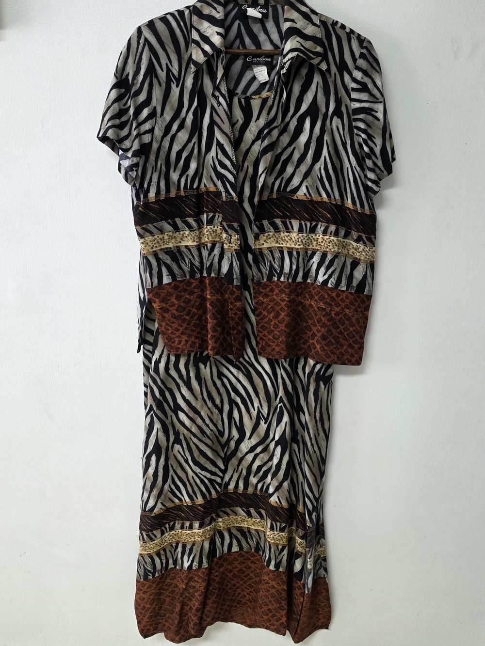 Caribou New York Zebra Print Two-Piece Set with Brown Accents